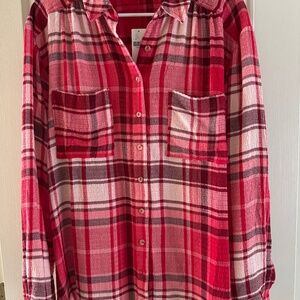 Anthropologie Pilcro Plaid Gauze Shirt-XL-NWT